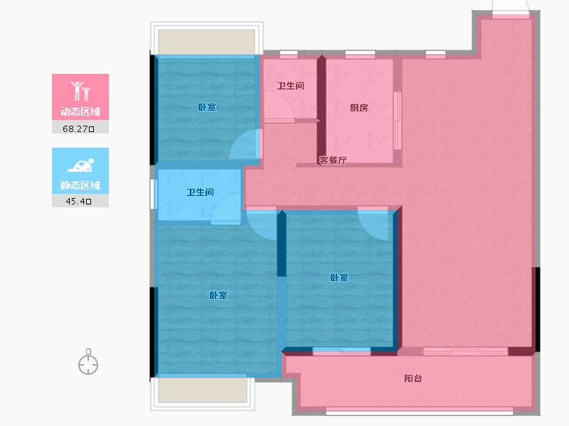 江苏省-常州市-嘉宏空港国际星光城-102.00-户型库-动静分区