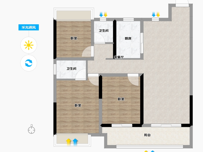 江苏省-常州市-嘉宏空港国际星光城-102.00-户型库-采光通风