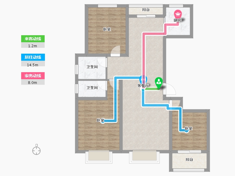 山东省-枣庄市-景泰清华苑-92.30-户型库-动静线