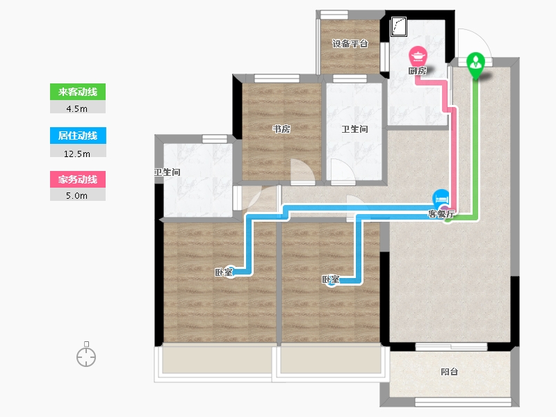 浙江省-杭州市-香悦和鸣府-71.00-户型库-动静线