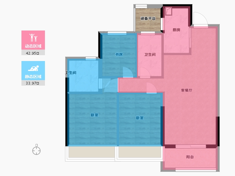 浙江省-杭州市-香悦和鸣府-71.00-户型库-动静分区