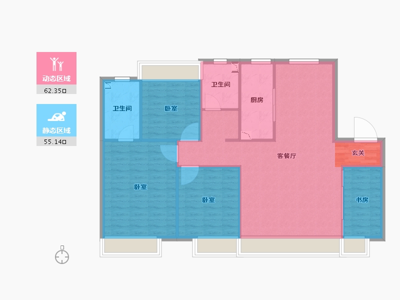 内蒙古自治区-呼和浩特市-泽信云筑-108.00-户型库-动静分区