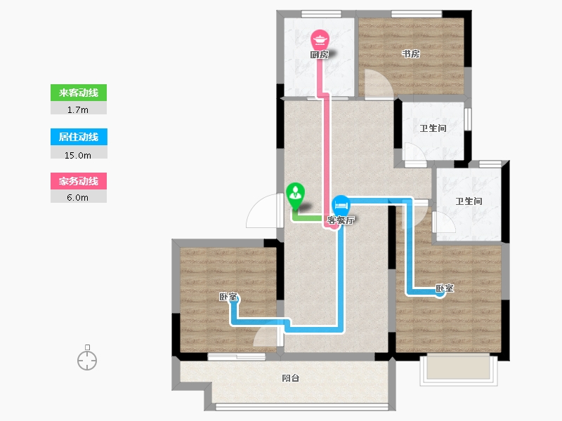 江苏省-徐州市-招商万科·山水间-90.00-户型库-动静线