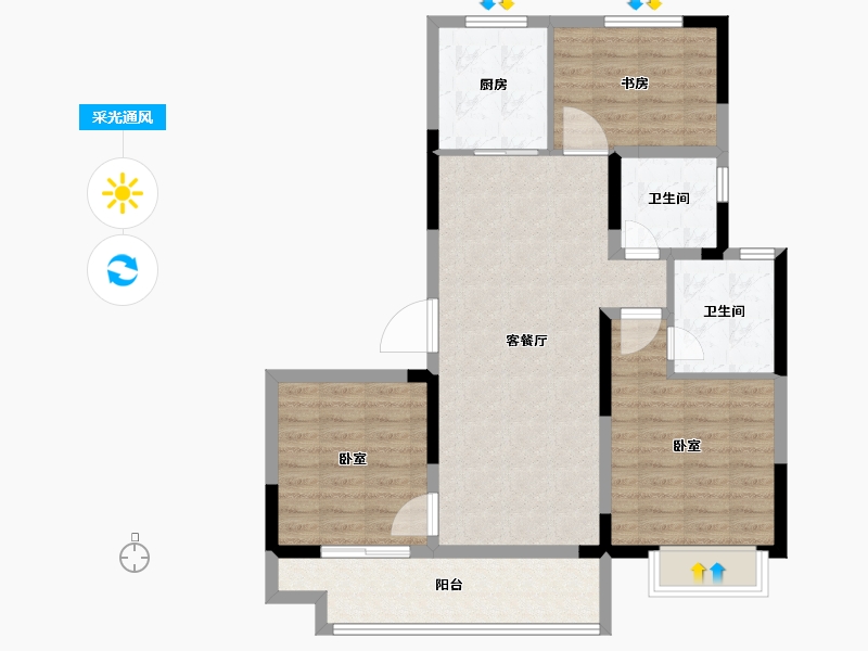 江苏省-徐州市-招商万科·山水间-90.00-户型库-采光通风