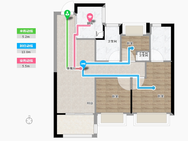 江苏省-南京市-滨江嘉品-70.84-户型库-动静线