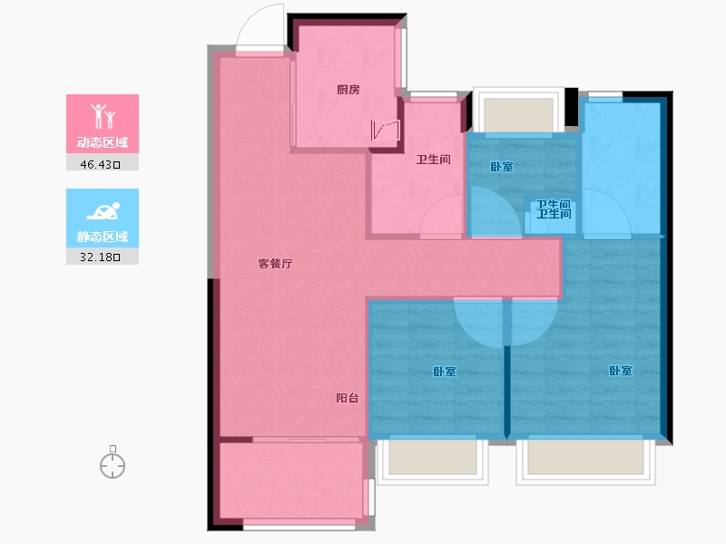 江苏省-南京市-滨江嘉品-70.84-户型库-动静分区