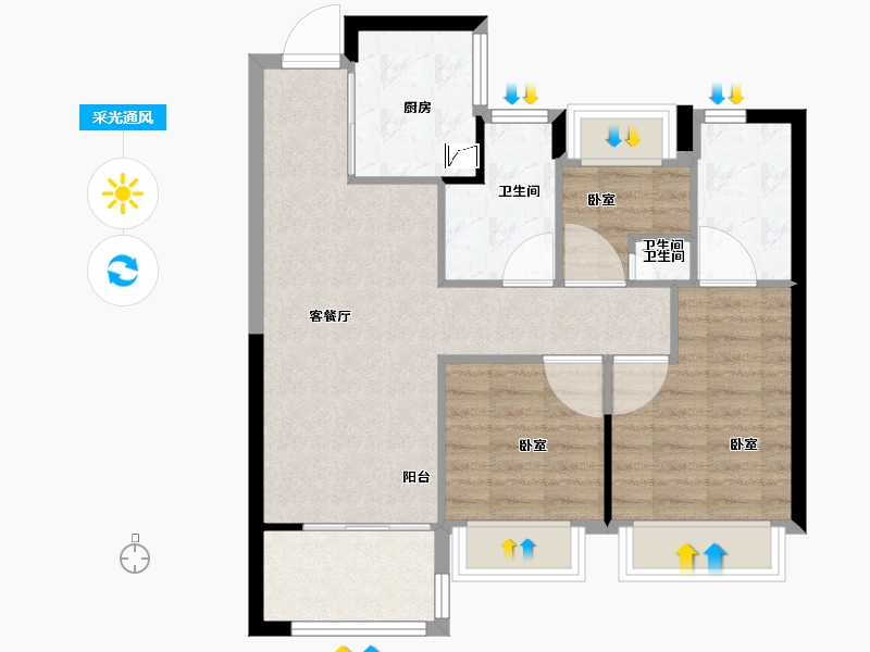 江苏省-南京市-滨江嘉品-70.84-户型库-采光通风