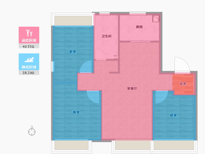 内蒙古自治区-呼和浩特市-泽信云筑-79.99-户型库-动静分区