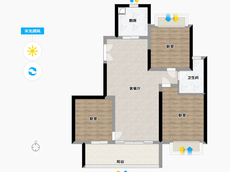 江苏省-徐州市-金泰·悦城-86.00-户型库-采光通风