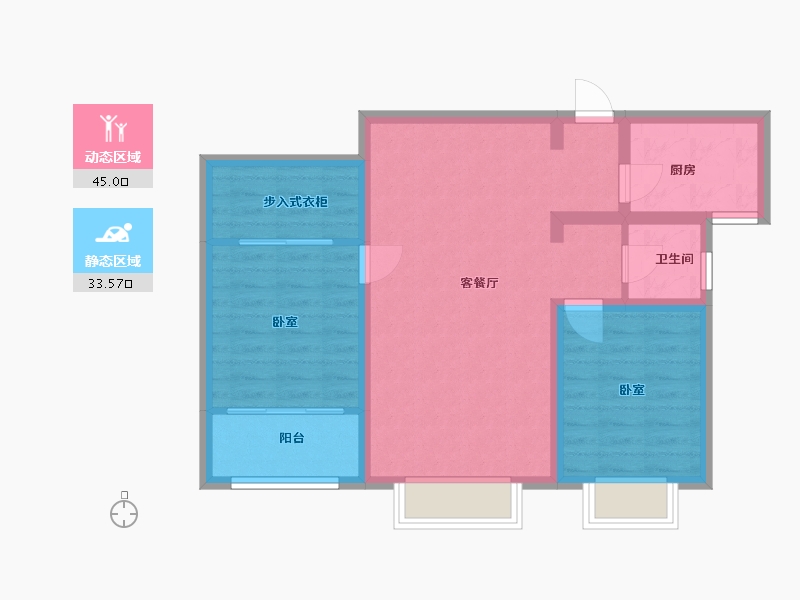 山东省-滨州市-香溪翠庭·臻园-69.97-户型库-动静分区