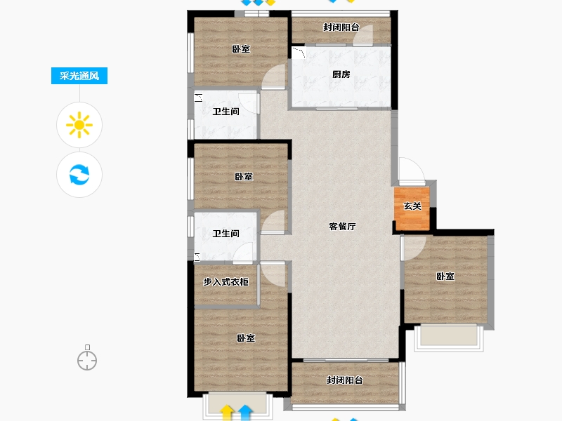 山西省-吕梁市-吕梁恒大御府-121.68-户型库-采光通风