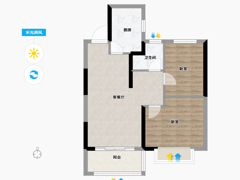 江苏省-南京市-凤汇壹品-60.00-户型库-采光通风