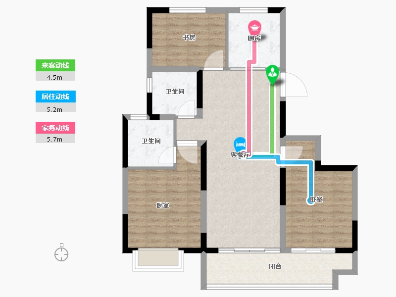 江苏省-徐州市-招商万科·山水间-90.00-户型库-动静线