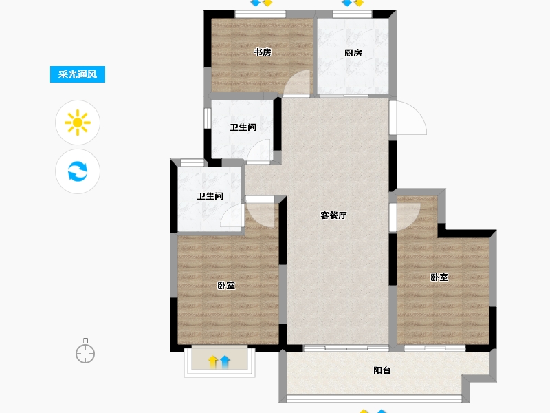 江苏省-徐州市-招商万科·山水间-90.00-户型库-采光通风