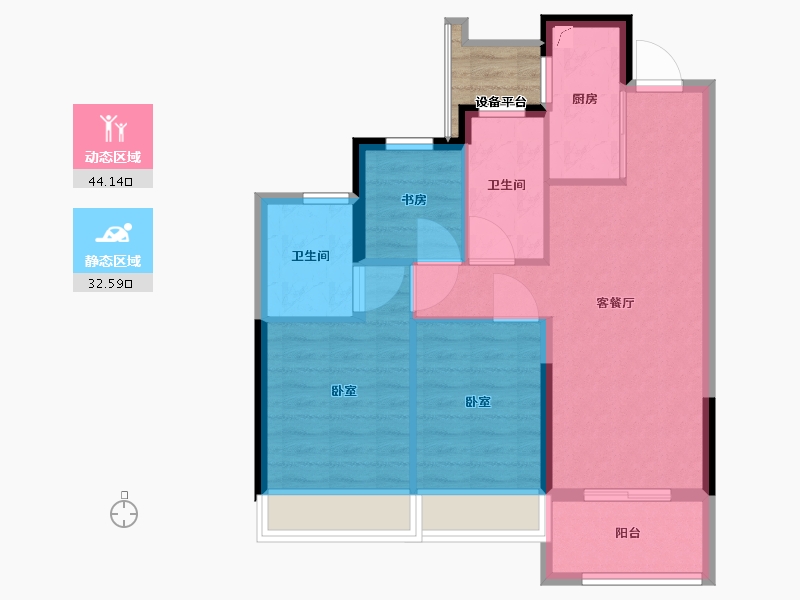 浙江省-杭州市-香悦和鸣府-71.01-户型库-动静分区