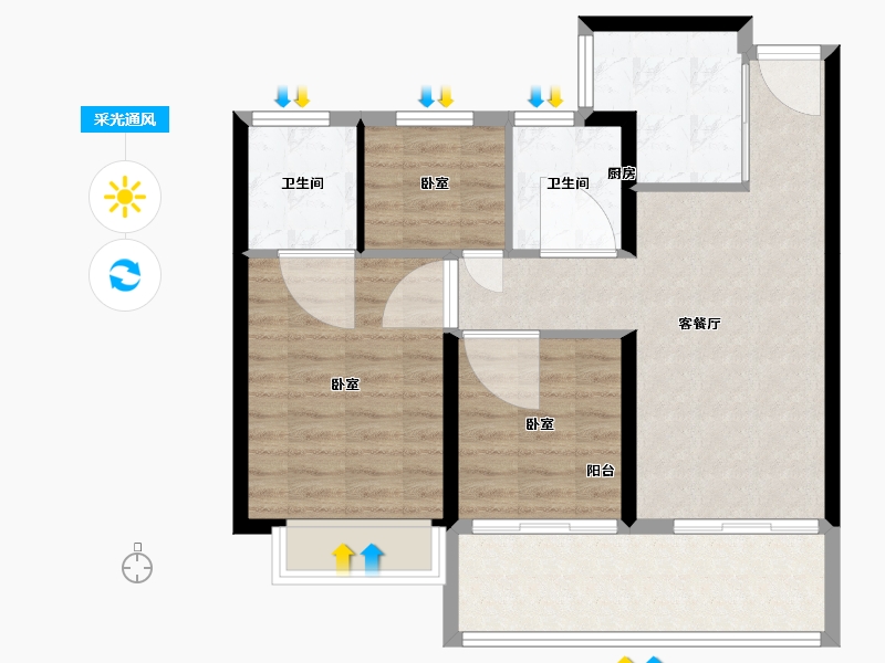 江苏省-南通市-水上源墅-78.00-户型库-采光通风