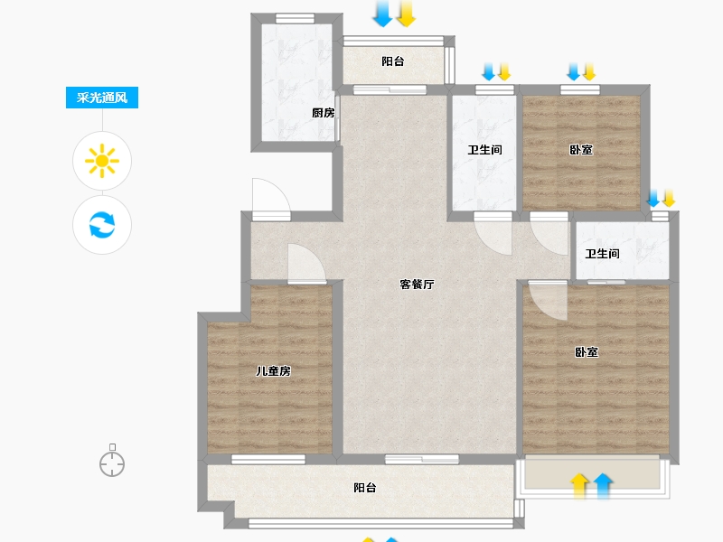 河南省-驻马店市-名门颐和府-100.00-户型库-采光通风