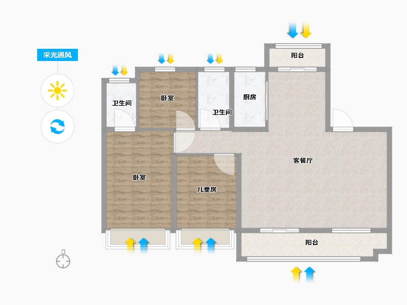 河南省-驻马店市-名门颐和府-115.02-户型库-采光通风