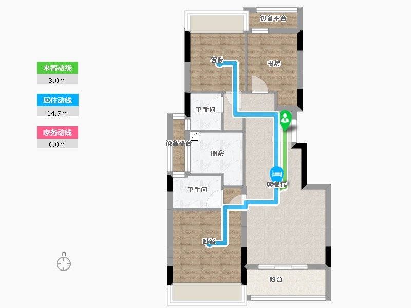 浙江省-杭州市-西房万科良语久园-76.22-户型库-动静线