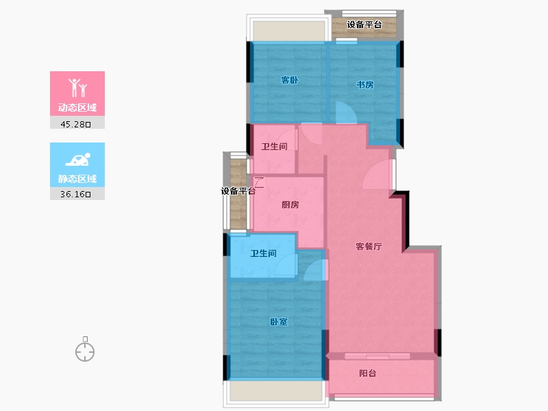 浙江省-杭州市-西房万科良语久园-76.22-户型库-动静分区