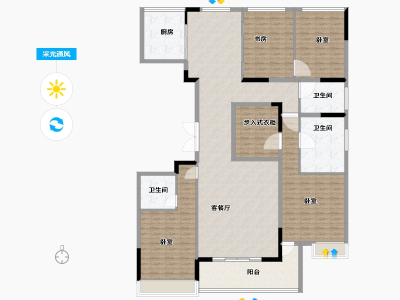 山东省-淄博市-天煜九峯-182.33-户型库-采光通风