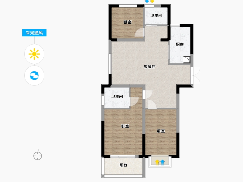 江苏省-无锡市-弘元星悦里-82.00-户型库-采光通风