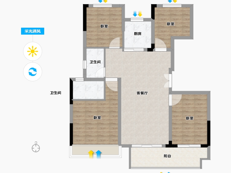 江苏省-淮安市-叶语书院-97.61-户型库-采光通风