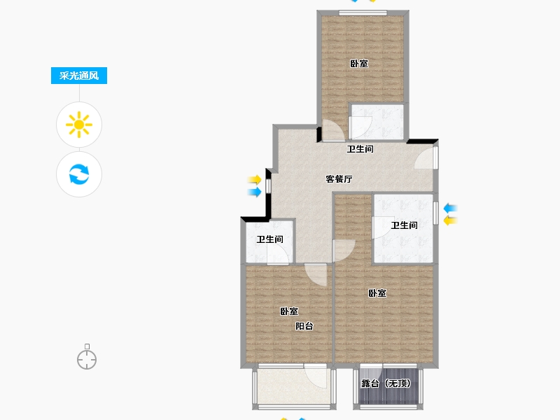 浙江省-温州市-新湖曦湾春晓-148.00-户型库-采光通风