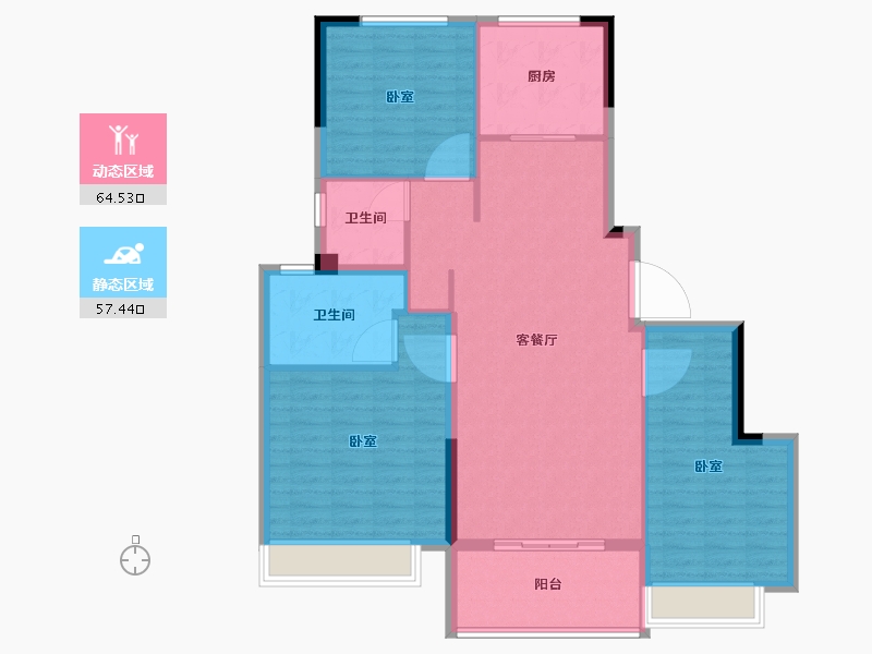 江苏省-淮安市-叶语书院-111.52-户型库-动静分区