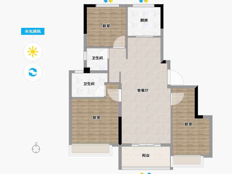 江苏省-淮安市-叶语书院-111.52-户型库-采光通风