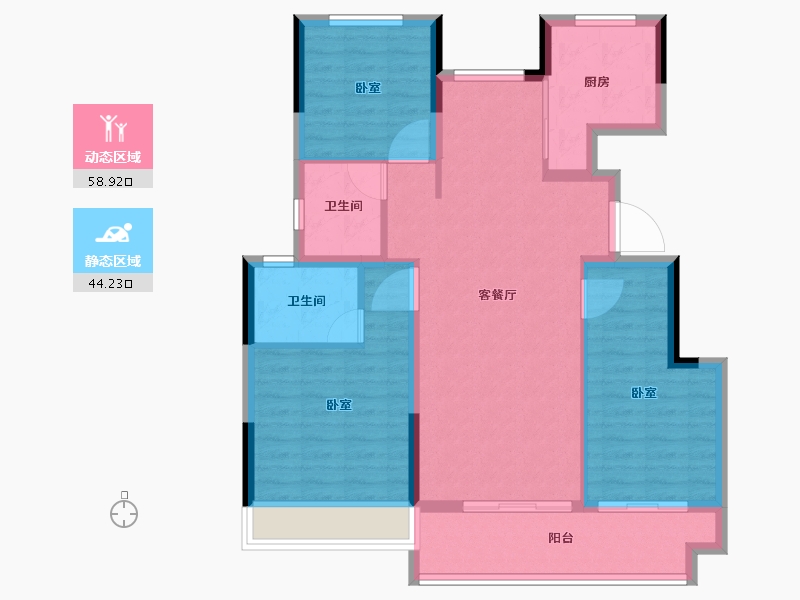 江苏省-淮安市-叶语书院-92.97-户型库-动静分区