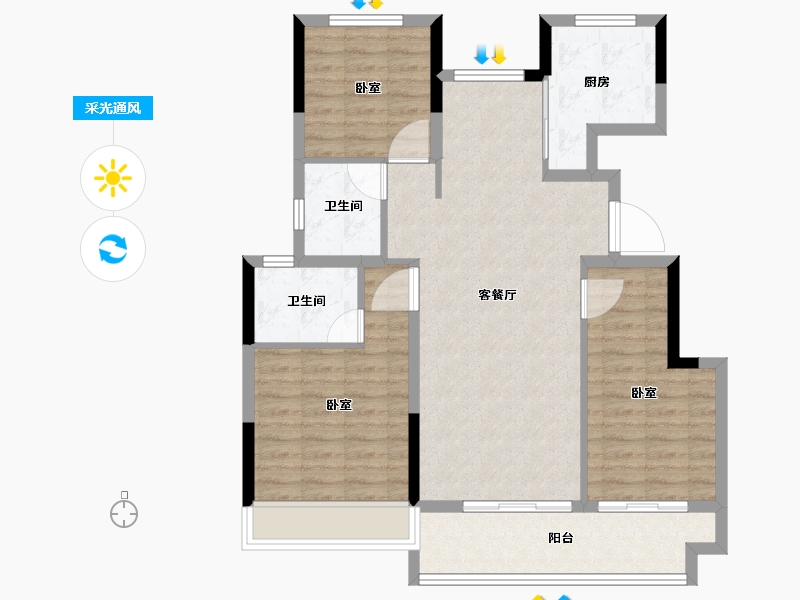 江苏省-淮安市-叶语书院-92.97-户型库-采光通风