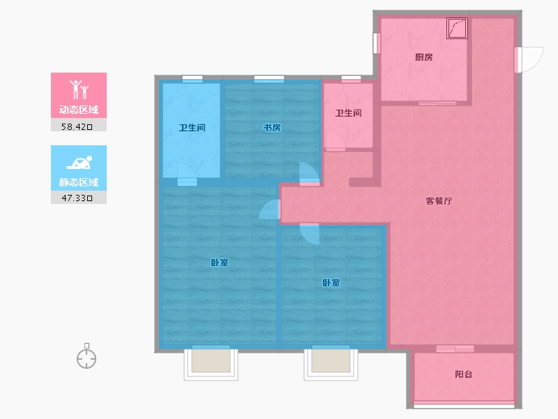 河南省-商丘市-绿地中南漫悦湾2期-94.76-户型库-动静分区