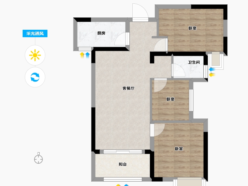 湖北省-武汉市-光谷悦城2期-65.04-户型库-采光通风