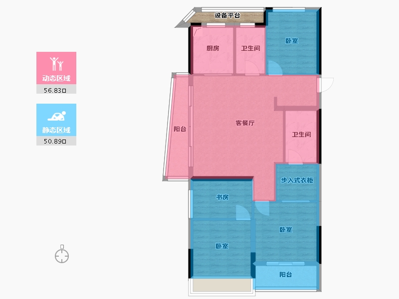 浙江省-杭州市-云帆社区-99.50-户型库-动静分区