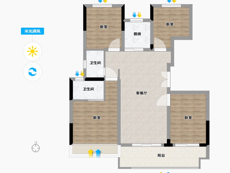 江苏省-淮安市-叶语书院-97.61-户型库-采光通风