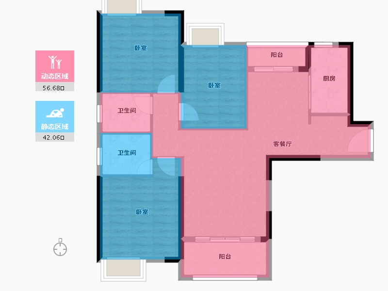 湖北省-武汉市-光谷悦城2期-88.76-户型库-动静分区