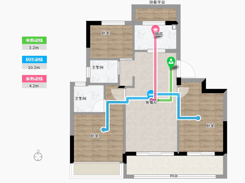 浙江省-绍兴市-勤业未来城-71.00-户型库-动静线