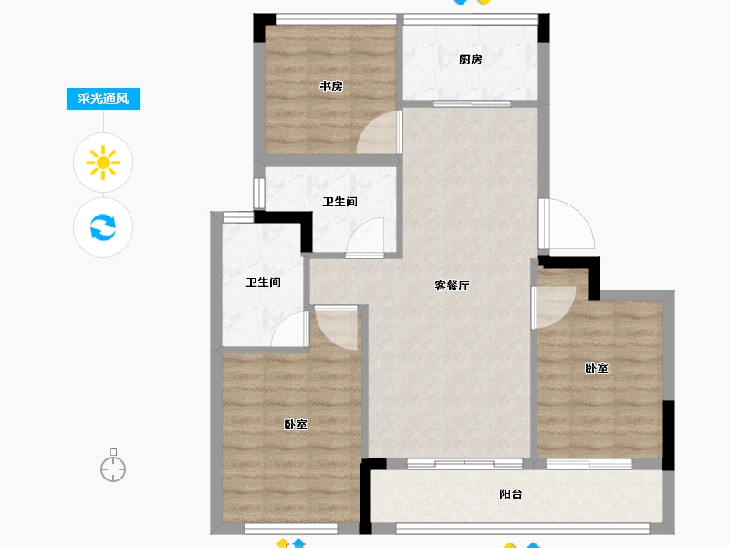 浙江省-湖州市-蓝城·桂语兰庭-83.27-户型库-采光通风