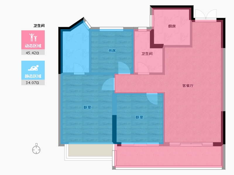 浙江省-温州市-新湖曦湾春晓-71.00-户型库-动静分区