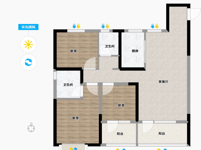 山东省-青岛市-中国铁建中心-102.00-户型库-采光通风