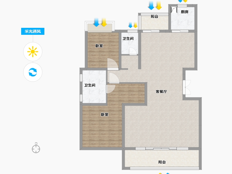 江苏省-南京市-滨江ONE-134.00-户型库-采光通风