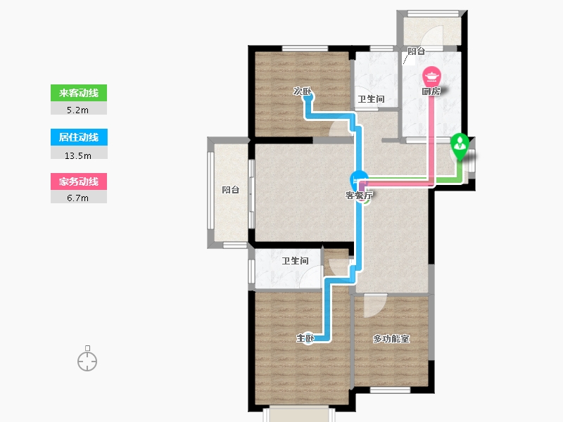 湖北省-武汉市-万科高尔夫熙岸-105.00-户型库-动静线