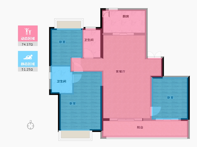 江苏省-南京市-滨江ONE-114.00-户型库-动静分区