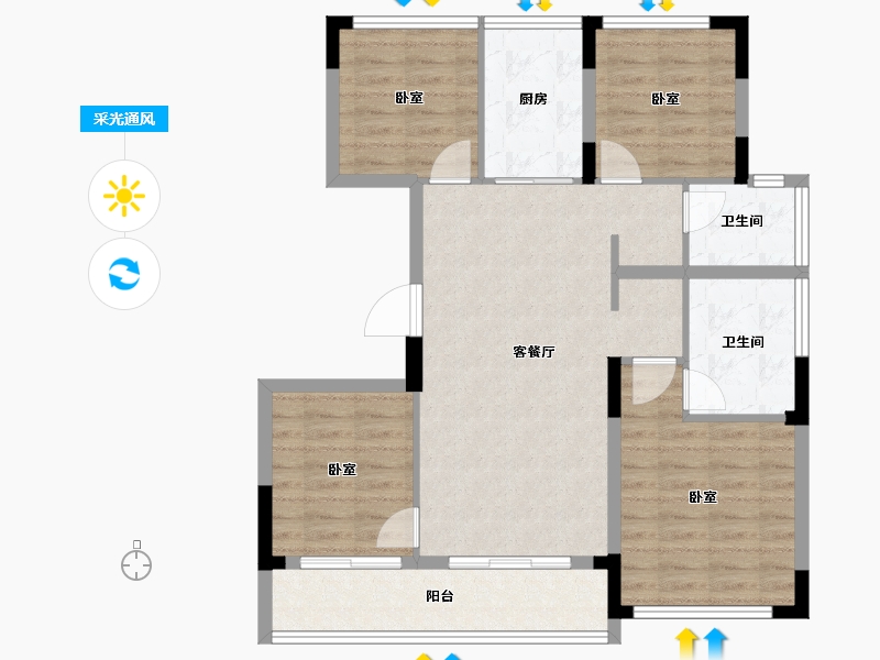 浙江省-湖州市-蓝城·桂语兰庭-91.20-户型库-采光通风