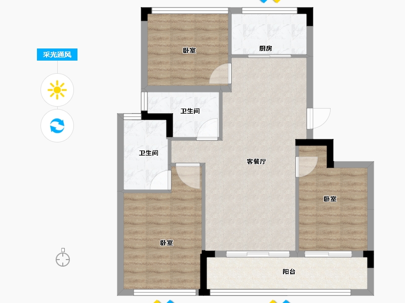 浙江省-湖州市-蓝城·桂语兰庭-83.00-户型库-采光通风