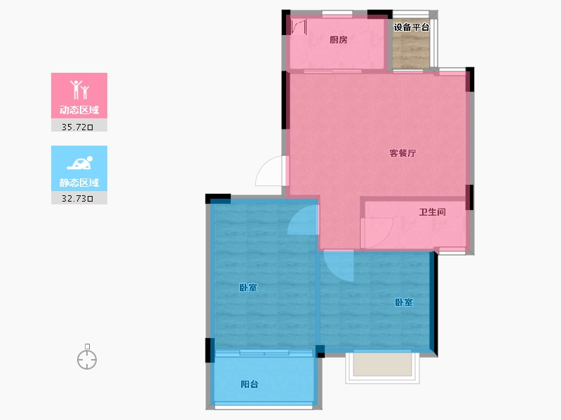 浙江省-宁波市-梅园花庭·雪海-64.00-户型库-动静分区