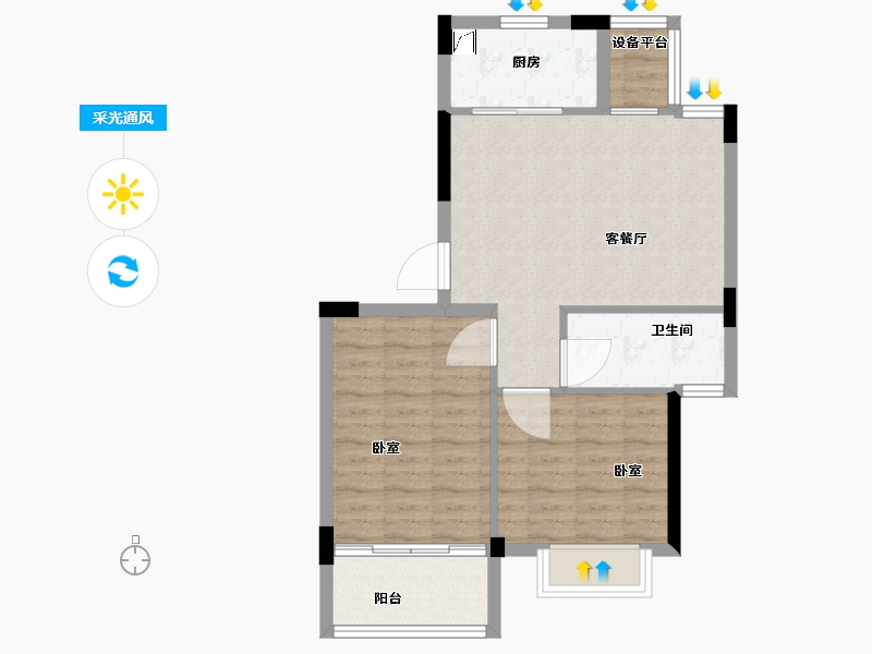 浙江省-宁波市-梅园花庭·雪海-64.00-户型库-采光通风