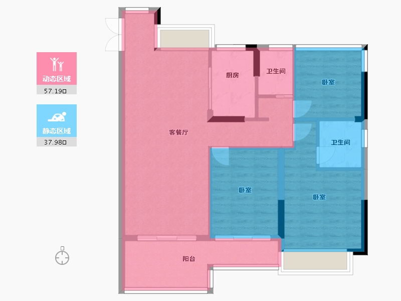 浙江省-温州市-新湖曦湾春晓-86.00-户型库-动静分区