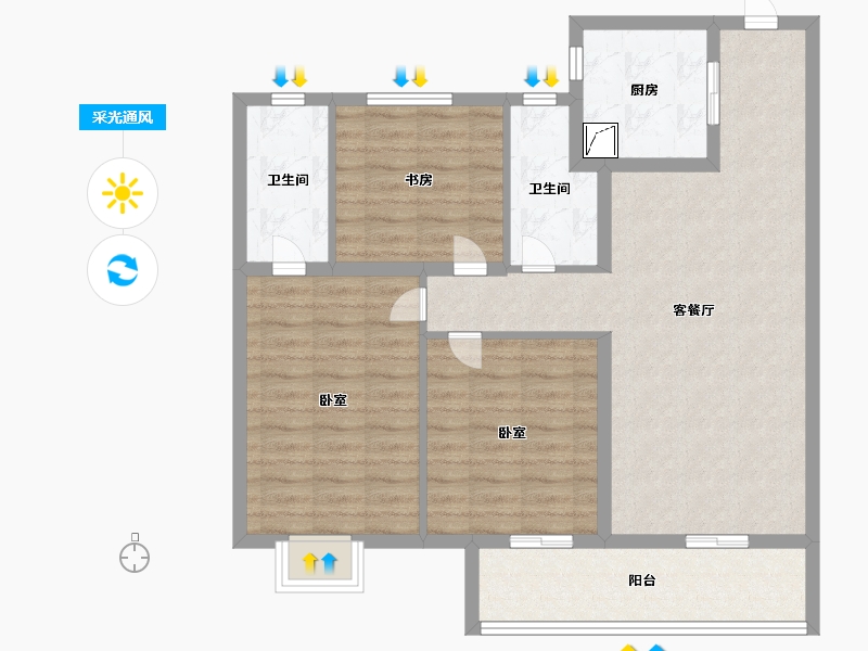 河南省-商丘市-绿地中南漫悦湾2期-93.57-户型库-采光通风